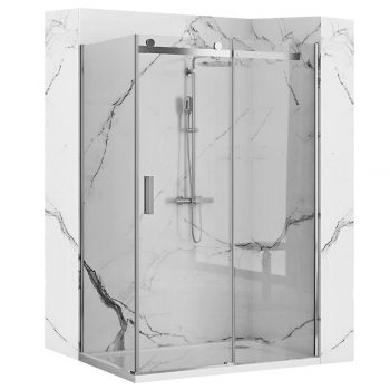 Cabină de duș Rea Nixon 100x100 cm crom, profil stânga