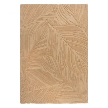 Covor din lână Flair Rugs Lino Leaf, 160 x 230 cm, maro deschis ieftin