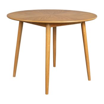 Masă de dining rotundă cu blat cu aspect de lemn de stejar ø 100 cm Fabio – White Label