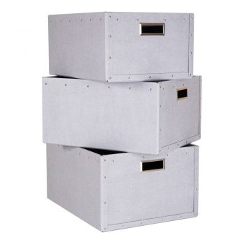 Cutii de depozitare gri-deschis 3 buc. din carton Ture – Bigso Box of Sweden
