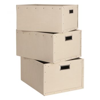 Cutii de depozitare bej 3 buc. din carton Ture – Bigso Box of Sweden