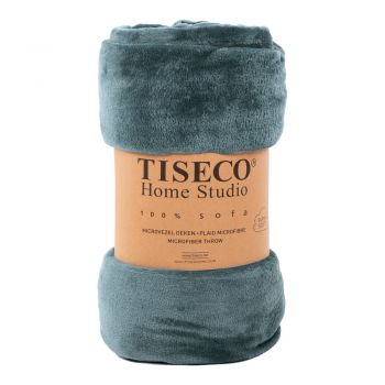 Cuvertură albastră din micropluș pentru pat dublu 180x220 cm Cosy – Tiseco Home Studio ieftina