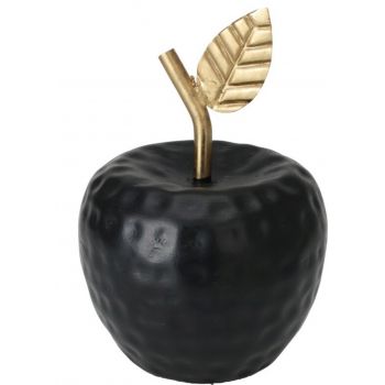 Decoratiune Apple, 11x10x10 cm aluminiu, negru/auriu