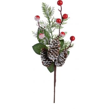 Decoratiune Berry Branch, polistiren, 36 cm, rosu ieftina