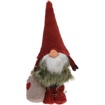 Decoratiune Gnome w red hat, 23x13x46 cm, plus, rosu ieftina