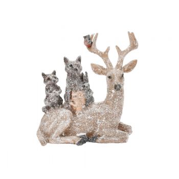 Decoratiune Reindeer, raccoon and rabbit, 13x7x15 cm, poliston
