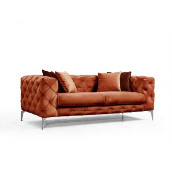 Canapea portocalie cu tapițerie din catifea 197 cm Como – Artie