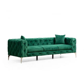Canapea verde-închis cu tapițerie din catifea 237 cm Como – Artie
