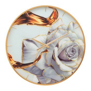 Ceas de perete, Rose, Mauro Ferretti, Ø60 cm, sticla/MDF/metal, multicolor