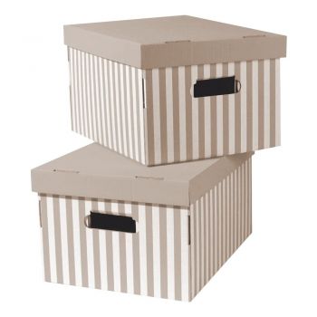 Cutii de depozitare din carton cu capac 2 buc. Stripes – Compactor ieftina