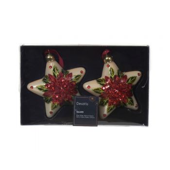 Set 2 globuri Star w spangles, Decoris, 9x10 cm, sticla, multicolor ieftina