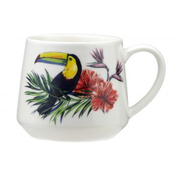 Cana cu model pasare Tucan, Tropical Birds, Ambition, 460 ml, portelan, multicolor