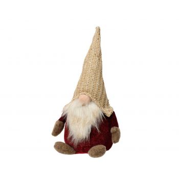 Decoratiune Boy gnome w hat beige, Decoris, 14x12x30 cm, poliester, multicolor ieftina