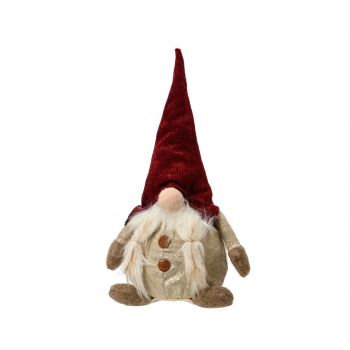 Decoratiune Girl gnome w hat bordo, Decoris, 14x12x30 cm, poliester, multicolor ieftina