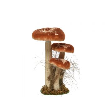 Decoratiune Mushroom, Decoris, 14x18x26 cm, poliester, maro