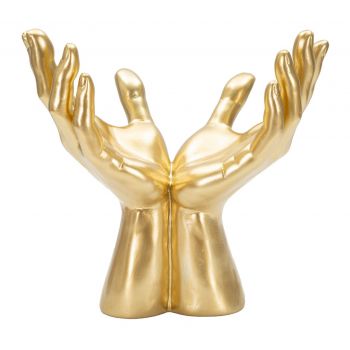 Statueta decorativa, Peace Hands, Mauro Ferretti, 25 x 15 x 24 cm, polirasina, auriu la reducere