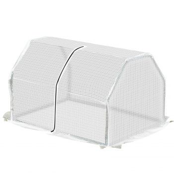 Mini Seră Outsunny pentru grădină și balcon din plastic PE și oțel cu închidere cu fermoar, 99x71x60 cm, de culoare alb transparent