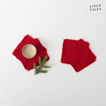Suporturi pahare din in roșu 4 buc. – Linen Tales