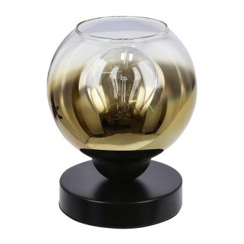 Veioză neagră cu abajur din sticlă (înălțime 18 cm) Nubia – Candellux Lighting