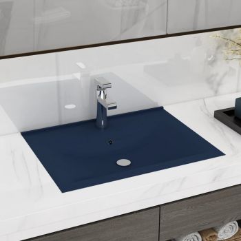 vidaXL Chiuvetă baie lux orificiu robinet albastru 60x46 cm ceramică