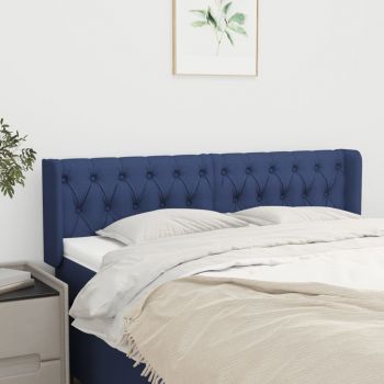 vidaXL Tăblie de pat cu aripioare, albastru, 147x16x78/88 cm textil