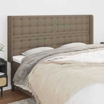 vidaXL Tăblie de pat cu aripioare, gri taupe, 163x16x118/128cm, textil