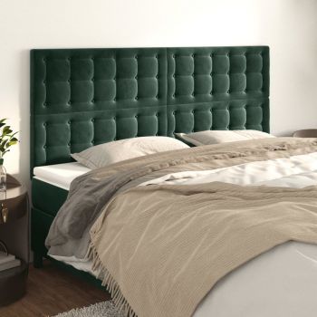 vidaXL Tăblii de pat, 4 buc, verde închis, 100x5x78/88 cm, catifea