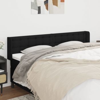 vidaXL Tăblie de pat cu aripioare negru 163x16x78/88 cm textil