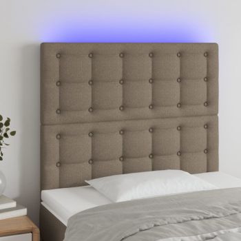 vidaXL Tăblie de pat cu LED, gri taupe, 100x5x118/128 cm, textil
