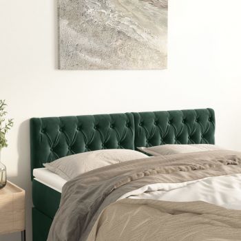 vidaXL Tăblii de pat, 2 buc, verde închis, 80x7x78/88 cm, catifea