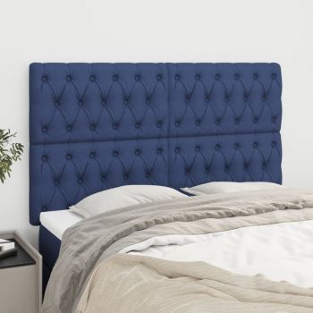 vidaXL Tăblii de pat, 4 buc, albastru, 72x7x78/88 cm, textil