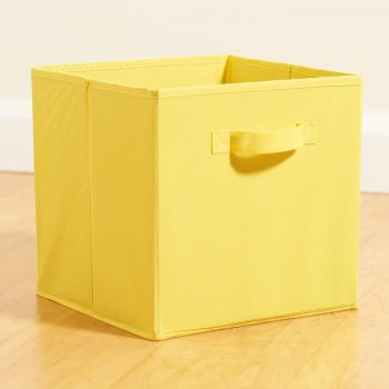 Cutie depozitare pliabila tip cub, textura velur, galben miere, 31x31 cm, Happymax