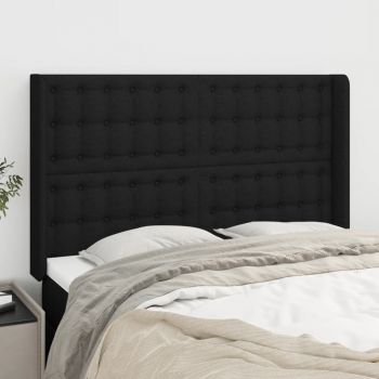 vidaXL Tăblie de pat cu aripioare, negru, 147x16x118/128 cm, textil