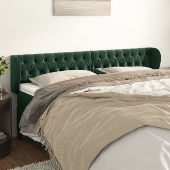 vidaXL Tăblie de pat cu aripioare verde închis 203x23x78/88 cm catifea