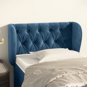vidaXL Tăblie pat cu aripioare albastru închis 83x23x78/88 cm catifea