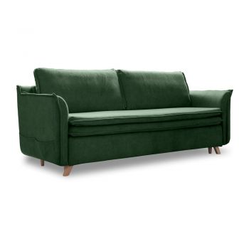 Canapea verde extensibilă cu tapițerie din catifea 225 cm Charming Charlie – Miuform