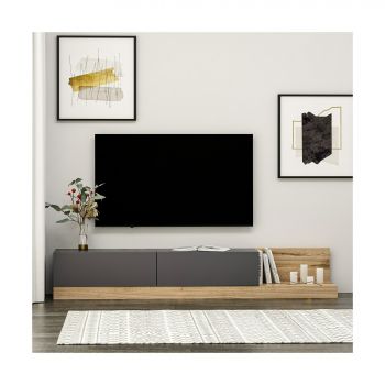 Comoda TV Major, 180x37x30 cm - Antracit/Nuc