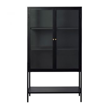 Vitrină neagră din metal 88x132 cm Carmel – Unique Furniture