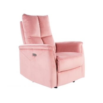 Fotoliu recliner tapitat Neptun Velvet roz - H96 ieftina