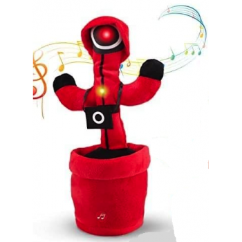 Jucarie interactiva tip cactus model Squid Game cu LED-uri Dansator Vorbitor Imita ROSU