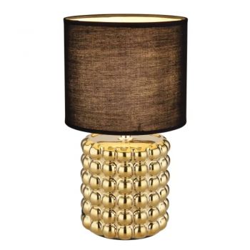 Lampa Globo Valentino Gold, ceramica/textil, 1 x E14, 40 W, maro/auriu, diametru 185 mm, inaltime 330 mm