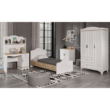 Set de mobilier pentru camera copiilor Alessa - Oak, White, Stejar, 95x91x195 cm