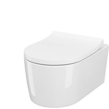Vas wc suspendat rimless cu capac soft close Cersanit Inverto Stream On, alb