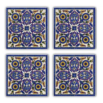 Set suporturi de pahare, Taylor, 366TYR1103, Piatra, 10 x 10 x 1 cm, 4 piese, Multicolor