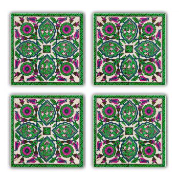 Set suporturi de pahare, Taylor, 366TYR1104, Piatra, 10 x 10 x 1 cm, 4 piese, Multicolor