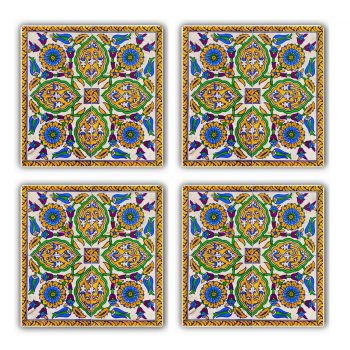 Set suporturi de pahare, Taylor, 366TYR1105, Piatra, 10 x 10 x 1 cm, 4 piese, Multicolor