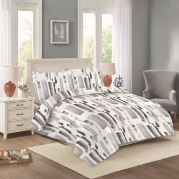 Lenjerie albă/gri din bumbac pentru pat dublu/extinsă 200x220 cm Nora – Cotton House ieftina