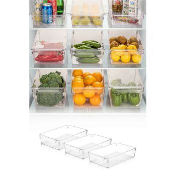 Set organizatoare frigider, Fremont, 964FRM3412, Plastic, Transparent