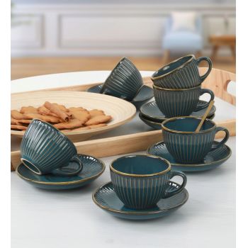 Set pentru ceai, Keramika, 275KRM1529, Ceramica, Turcoaz/Maro ieftin