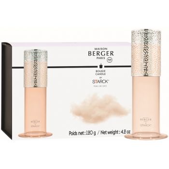 Lumanare parfumata Berger Starck Peau de Soie 120g cu suport sticla roz